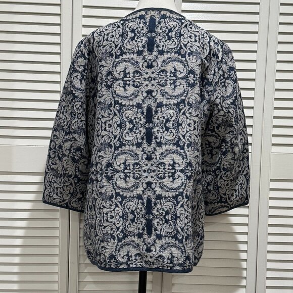 Coldwater Creek Jacquard Open Front Jacket Blue/Gray – Size 16 - Picture 5 of 8